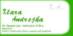 klara andrejka business card